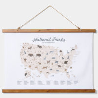 Neutral National Parks Map Woodland Nursery Decor