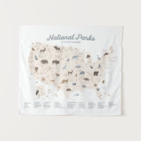 Neutral National Parks Map Woodland Nursery Decor