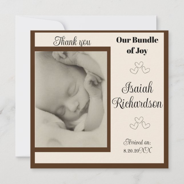 Neutral New Baby Announcement Holiday Message Card (Front)