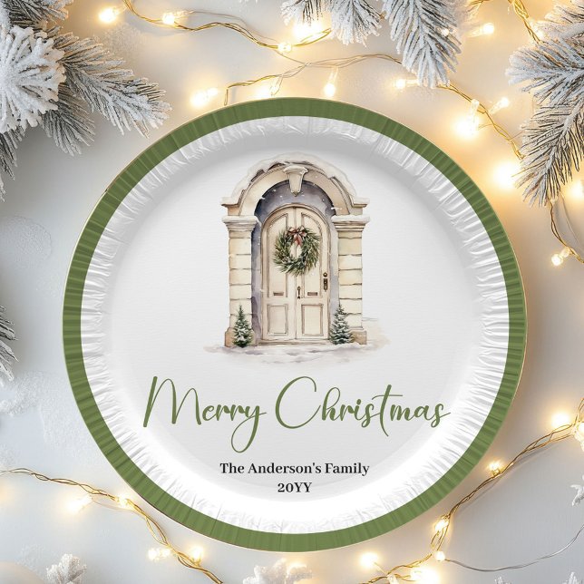 Neutral Nordic Christmas Script Personalized Plate (Neutral Nordic Christmas Script Personalized Plates)