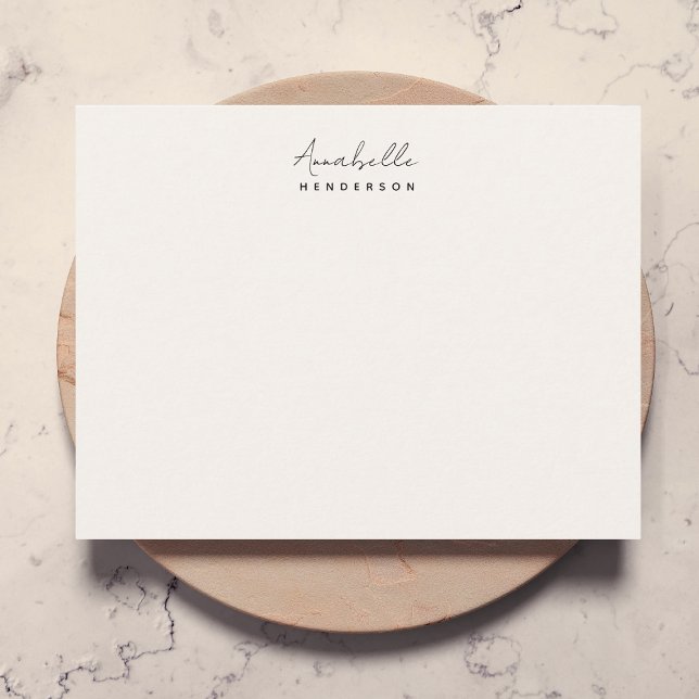 Neutral Note Card | Modern Minimal Cream Notecards (Modern minimalist neutral monogram note card by Guava - elegant, clean, and customizable.)