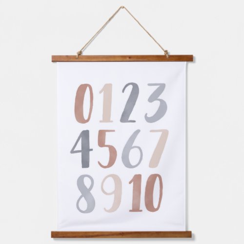 Neutral Numbers Boho Kids Room Decor Hanging Tapestry