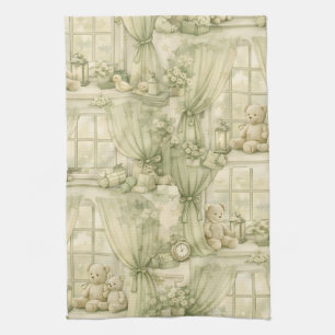 Neutral Nursery Teddy Bear Room Beige Pattern (2) Kitchen Towel