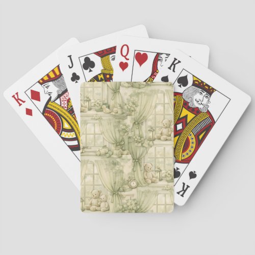 Neutral Nursery Teddy Bear Room Beige Pattern (2) Poker Cards