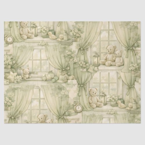 Neutral Nursery Teddy Bear Room Beige Pattern (2) Tissue Paper