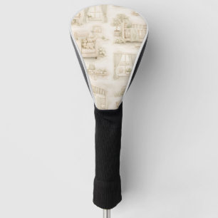 Neutral Nursery Teddy Bear Room Beige Pattern Golf Head Cover