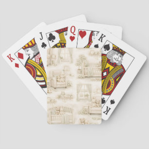 Neutral Nursery Teddy Bear Room Beige Pattern Poker Cards