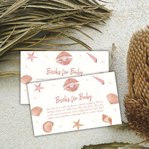 Neutral Ocean Seashell Pearl Books For Baby Shower Enclosure Card