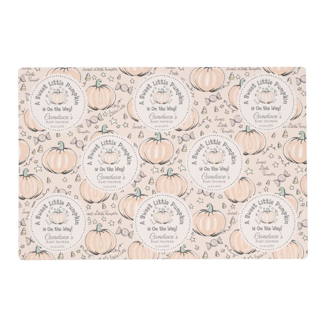 Neutral Orange & Cream Little Pumpkin Baby Shower Placemat (Front)