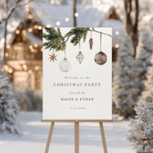 Neutral Ornaments Christmas Party Welcome