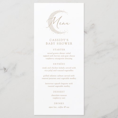 Neutral Over the Moon Baby Shower Menu