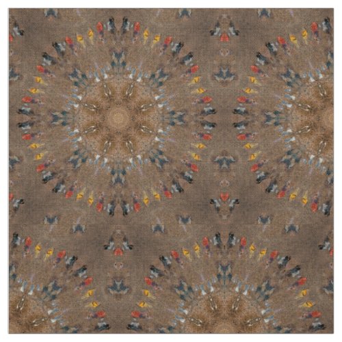 Neutral Paint Daub Mandala Boho Pattern Fabric