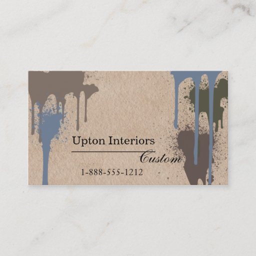 Customizable Neutral Paint Splatters and Brown Paper Business Card