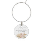 Neutral Palm and Pampas Flower Decor Wedding Wine Charm