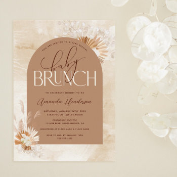 Neutral Pampas Baby Brunch Baby Shower Invitation by DBDM_Creations at Zazzle