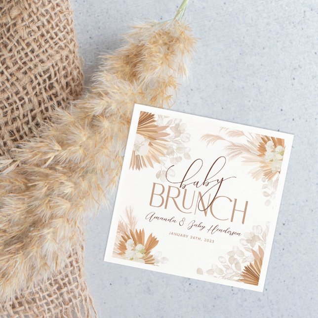 Neutral Pampas Baby Brunch Baby Shower Napkins (Creator Uploaded)