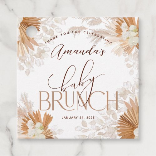 Neutral Pampas Baby Brunch Thank You Favor Tags