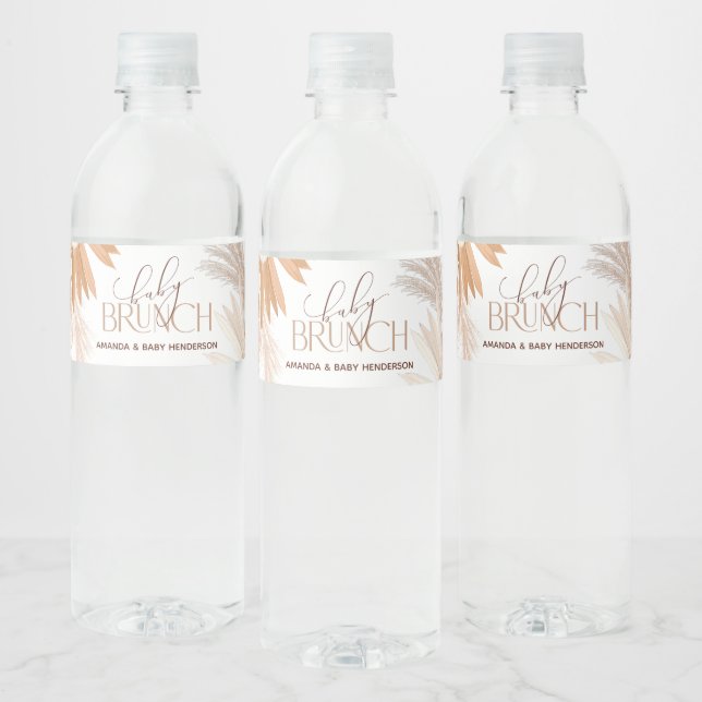 Neutral Pampas Baby Brunch Water Bottle Label (Bottles)