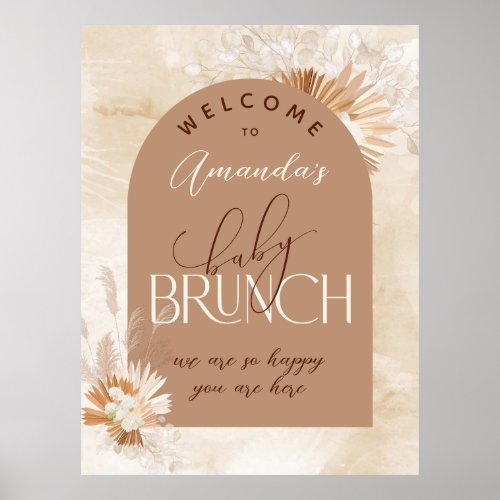 Neutral Pampas Baby Brunch Welcome Poster