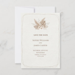 Neutral Pampas Boho Wedding Save The Date