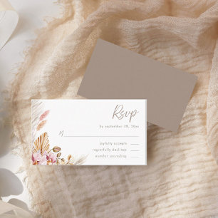 Neutral Pampas Grass Blush Floral Rustic Elegant Enclosure Card