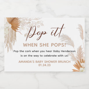 Neutral Pampas Grass Favor Sparkling Wine Label