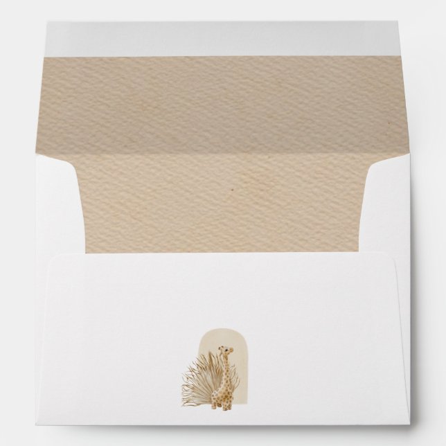 Neutral Pampas Grass Giraffe Baby Shower  Envelope (Back (Bottom))