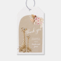 Neutral Pampas Grass Giraffe Baby Shower Gift Tags