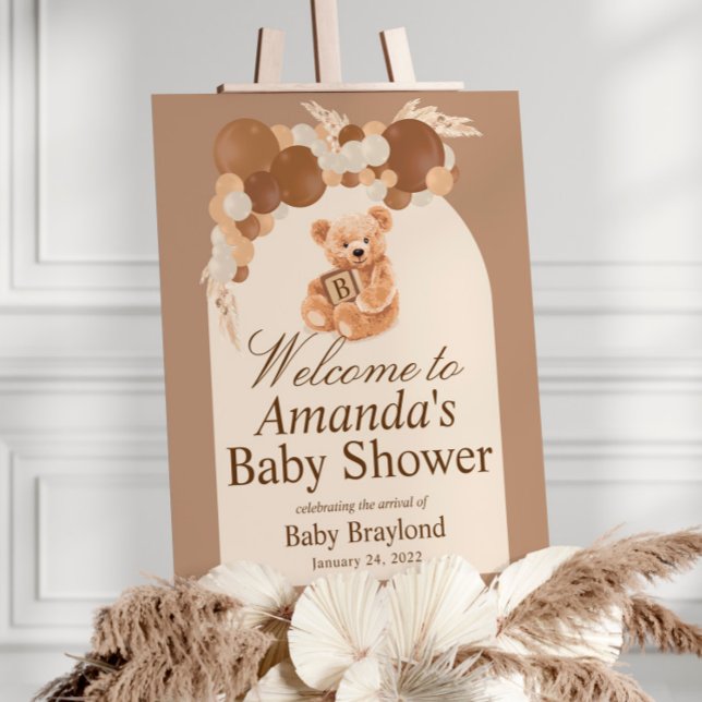 Neutral Pampas Grass Teddy Bear Welcome Sign (Creator Uploaded)