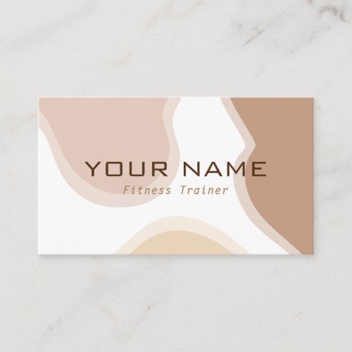 Neutral Pastel  Brown Abstract Fitness Trainer Business Card