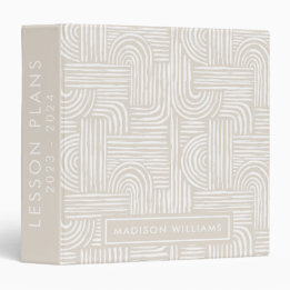 Neutral Pastel Minimalist Boho Teacher Planner 3 Ring Binder