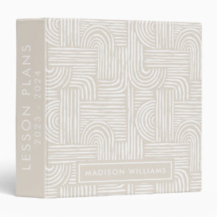 Neutral Pastel Minimalist Boho Teacher Planner 3 Ring Binder