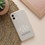 Neutral Pastel New Mrs Last Name Bride iPhone 16 Case<br><div class="desc">After the wedding, show off your new last name with this sleek and stylish case -- perfect for the honeymoon! Personalized bride design features "Mrs. [lastname]" in modern white and gray typography on a subtle pastel neutral sand beige background. Use the field provided to personalize with your new last name....</div>