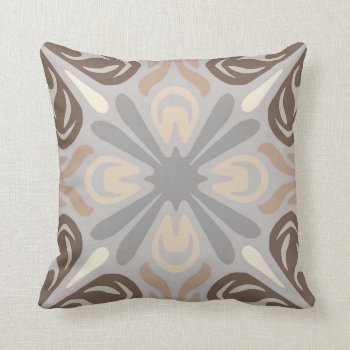 Neutral Pattern Pillow In Grey  Tan & Brown by kersteegirl at Zazzle