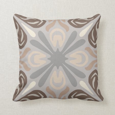 Neutral Pattern Pillow In Grey, Tan & Brown