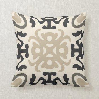Neutral Pattern Pillow In Tan  Grey & Charcoal by kersteegirl at Zazzle