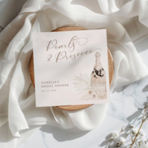 Neutral Pearls and Prosecco Bridal Shower Napkins