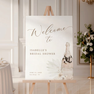 Neutral Pearls and Prosecco Bridal Shower Welcome Foam Board