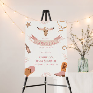 Neutral Pink Boho Cowgirl Baby Shower Welcome Sign