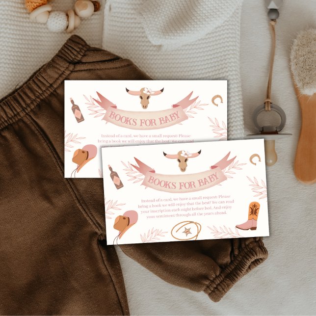 Neutral Pink Boho Wild Cowgirl Books Baby Shower Enclosure Card (Neutral Pink Boho Wild Cowgirl Books Baby Shower Enclosure Card)