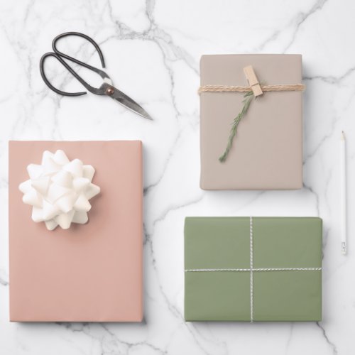 Neutral Pink Silver Green Pastel Shades Wrapping Paper Sheets