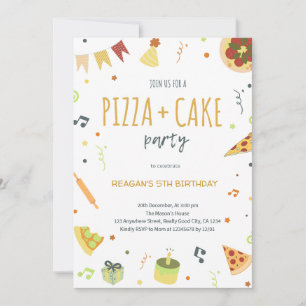 Neutral Pizza Party Minimalist Modern Invitation