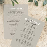 Neutral Places to Eat and Things to Do Card<br><div class="desc">Warm Grey Welcome to Wedding Weekend Card with Recommended Places to Eat and Things to Do.
Design features an elegant modern style text layout. To make advanced changes,  please select "Click to customize further" option under Personalize this template.</div>