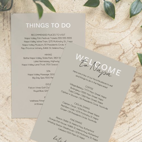 Neutral Places to Eat and Things to Do Card