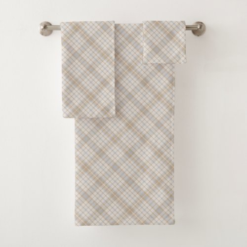 Neutral Plaid Bathroom Towels