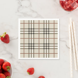 Neutral Plaid Cozy Classic Pattern Napkins