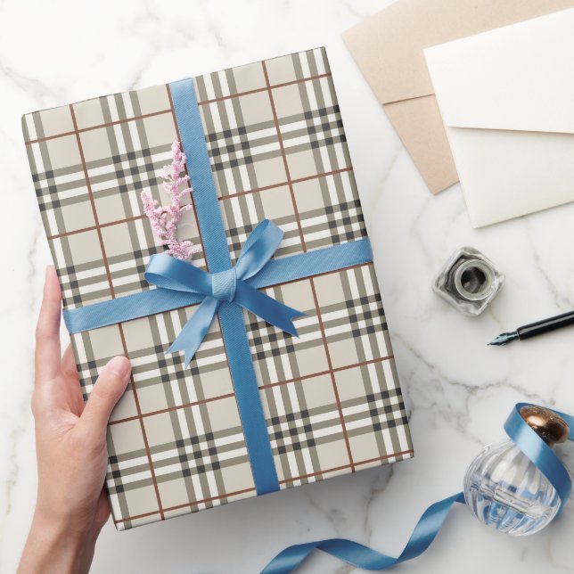 Neutral Plaid Cozy Classic Pattern Wrapping Paper (Gifting)