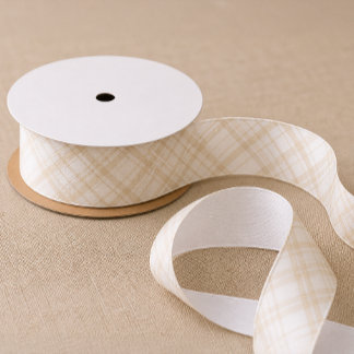 Neutral Plaid Satin Ribbon Baby Shower Decor