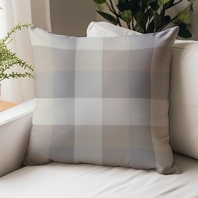 Neutral Plaid Tan Gray Ivory Throw Pillow (Creator Uploaded)
