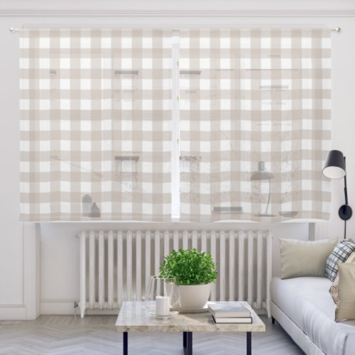 Neutral Plaid Taupe and White Check Sheer Curtains